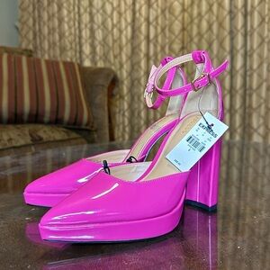 Express Fuchsia Block Heel Pumps